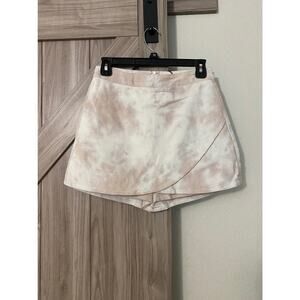 NWT Le Lis Mocha tie dye faux wrap skort